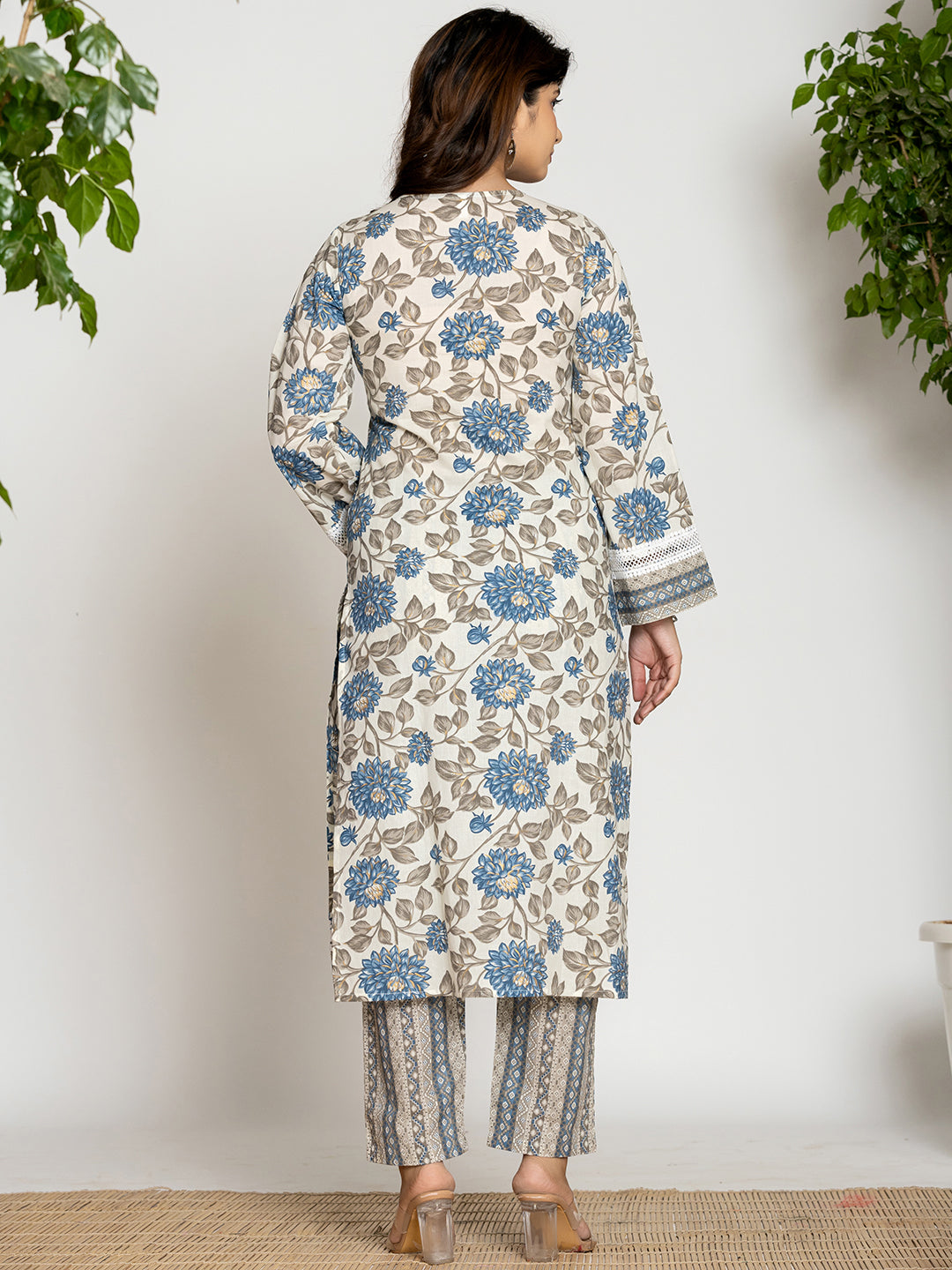 Blue Printed Kurti Set