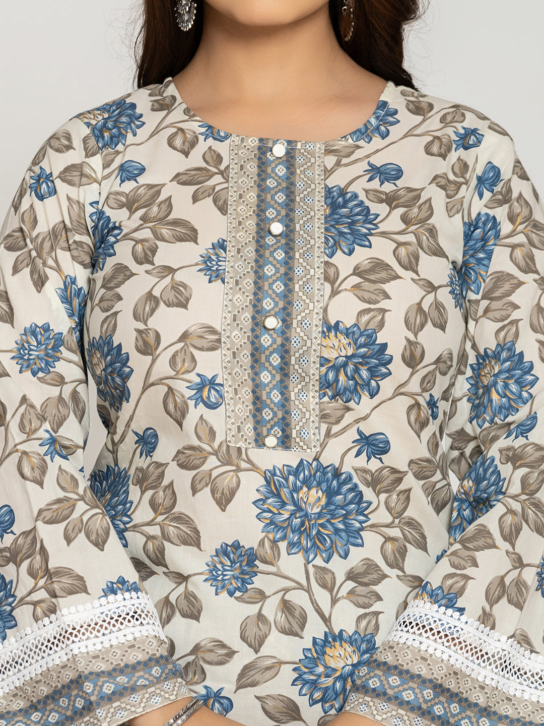 Blue Printed Kurti Set