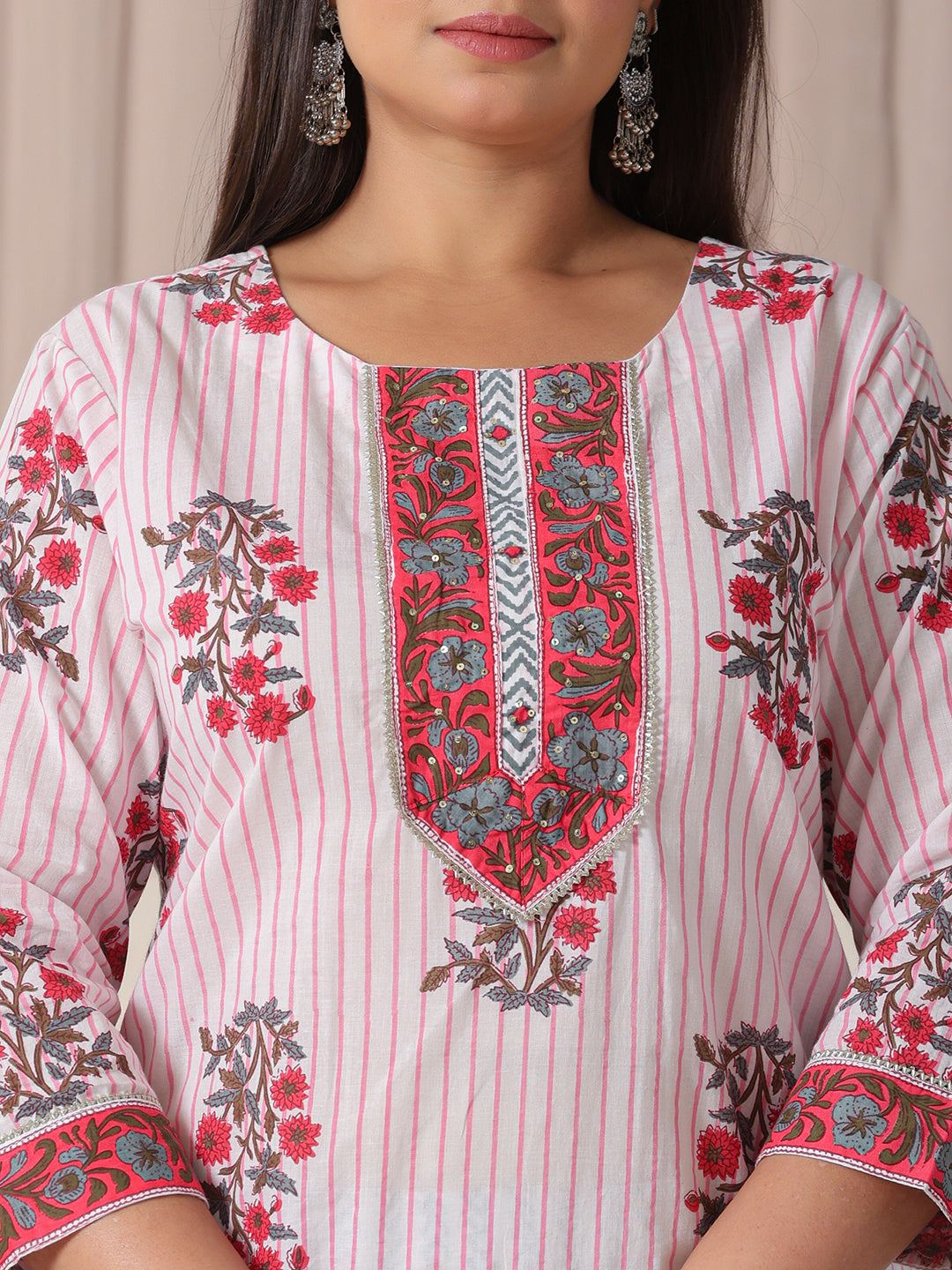 Red Printed Kurti Set