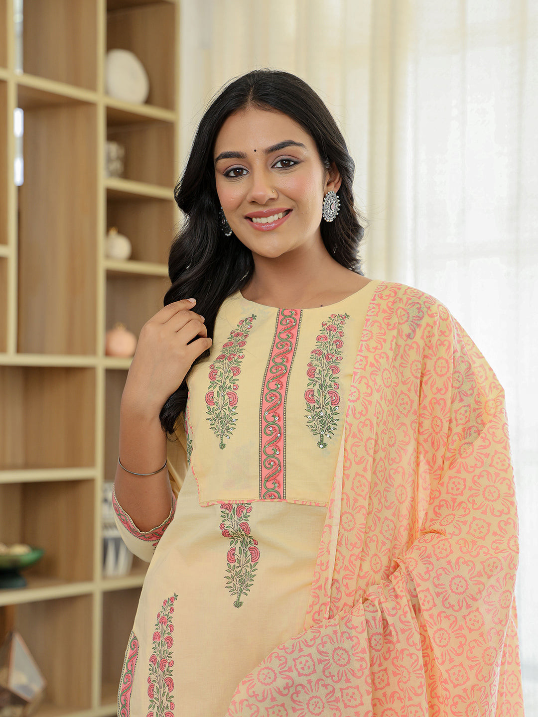 Yellow Printed Kurti Set
