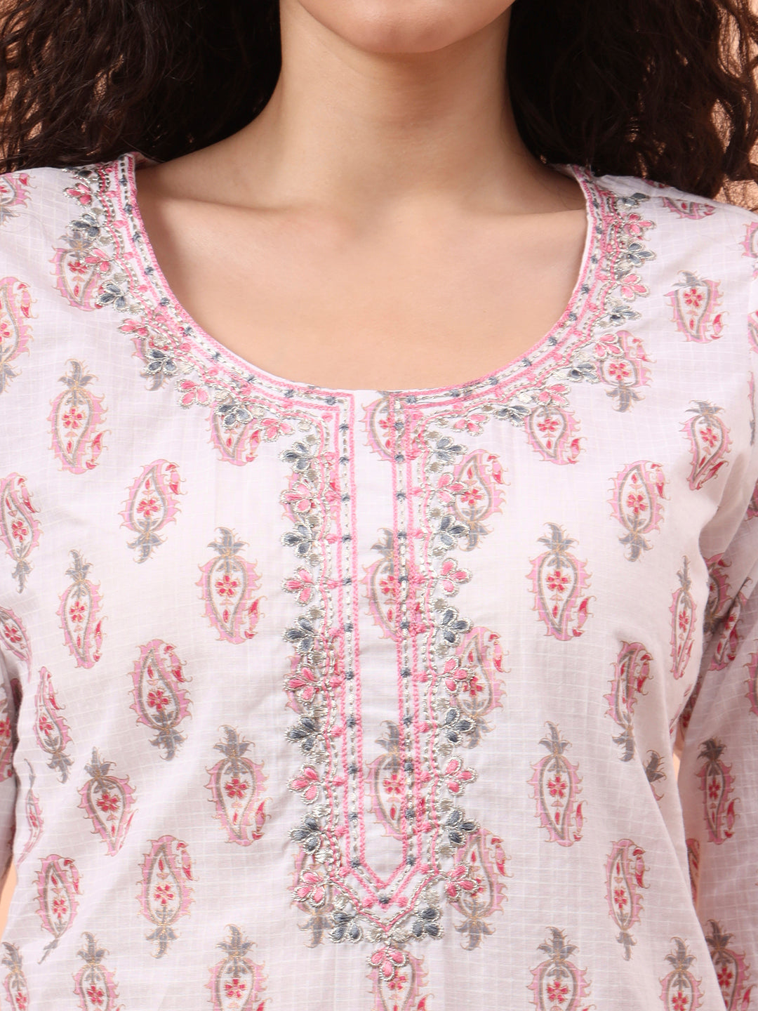 Pink Printed Kurti Set