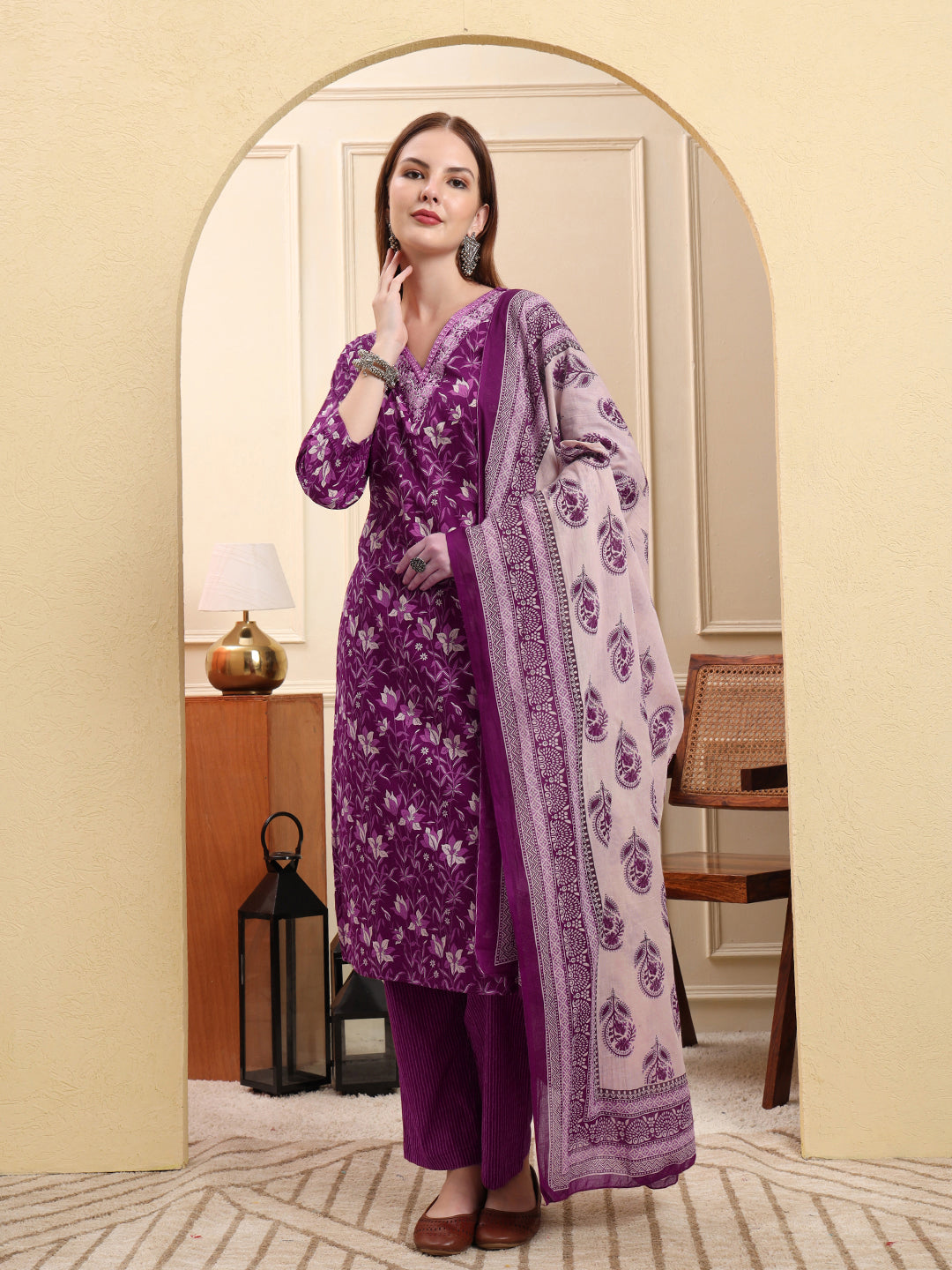 Purple Festive Kurti Set