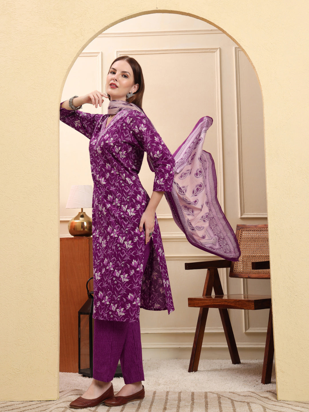 Purple Festive Kurti Set