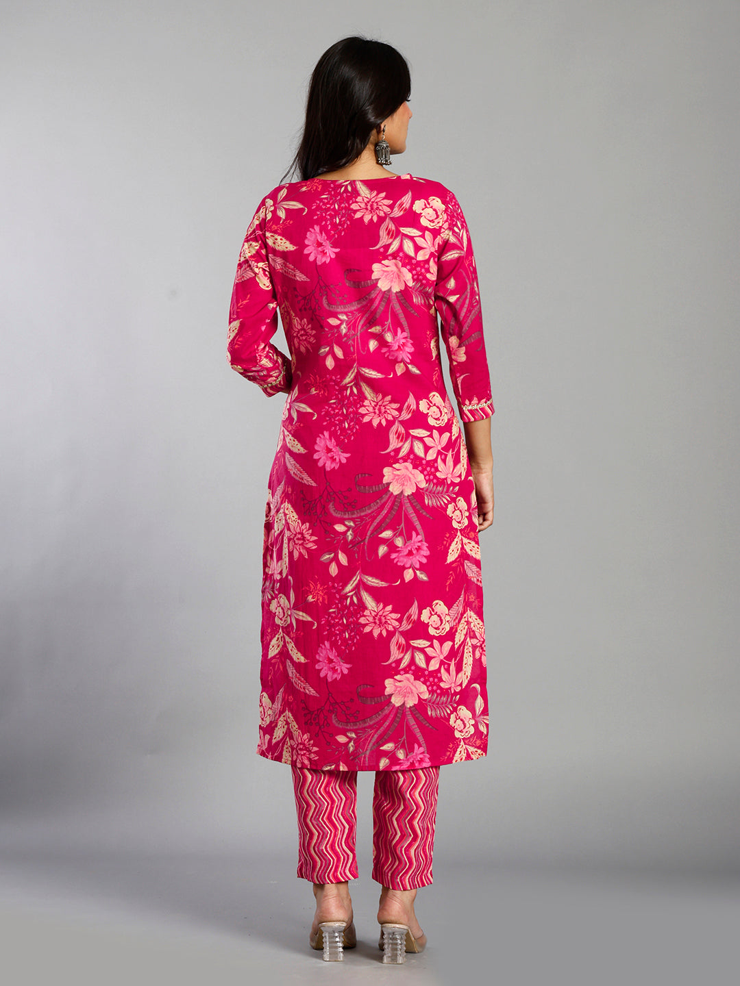 Pink Floral Printed Kurti Set