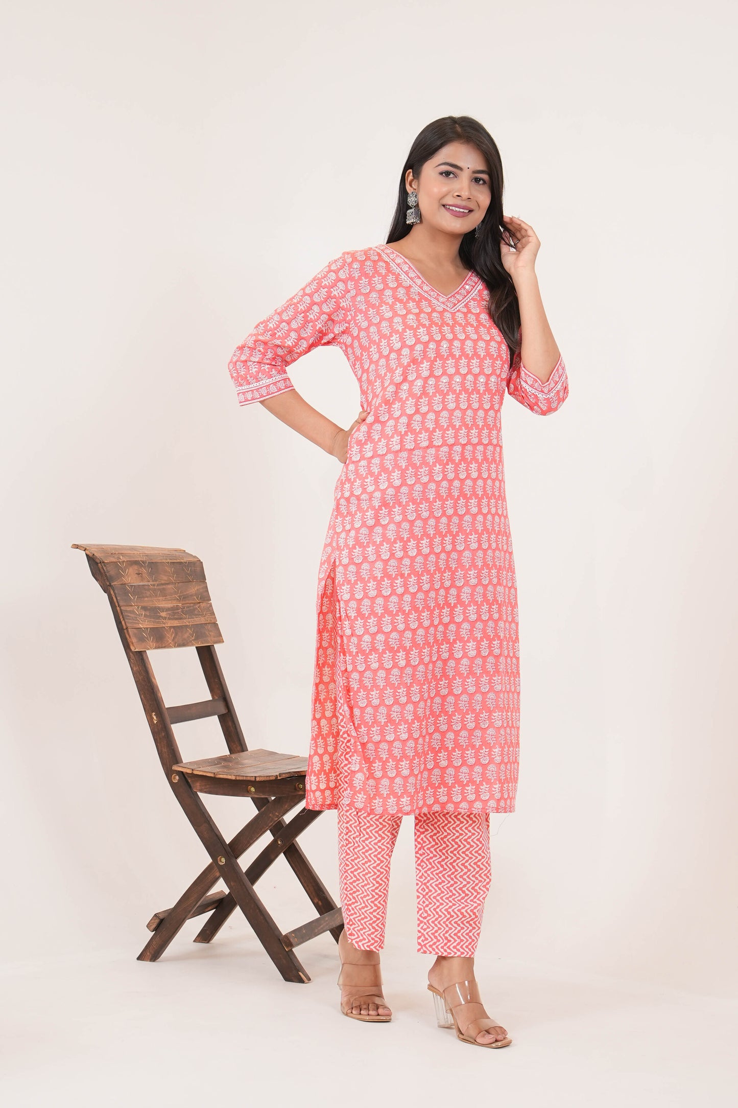 Peach Kurta Cotton Set