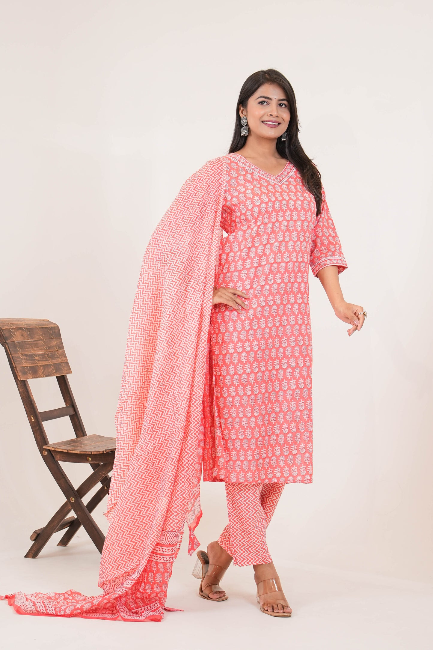 Peach Kurta Cotton Set