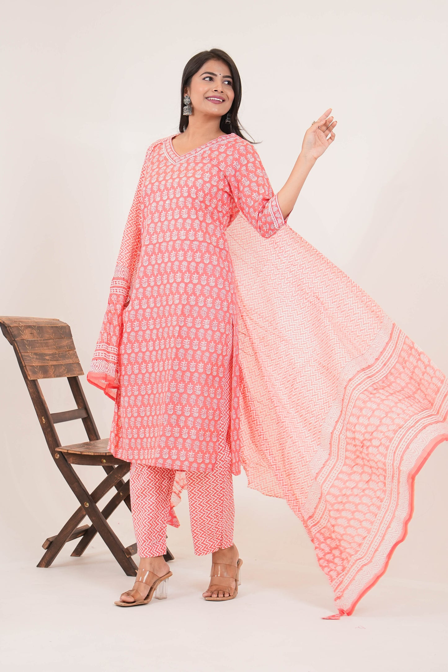 Peach Kurta Cotton Set