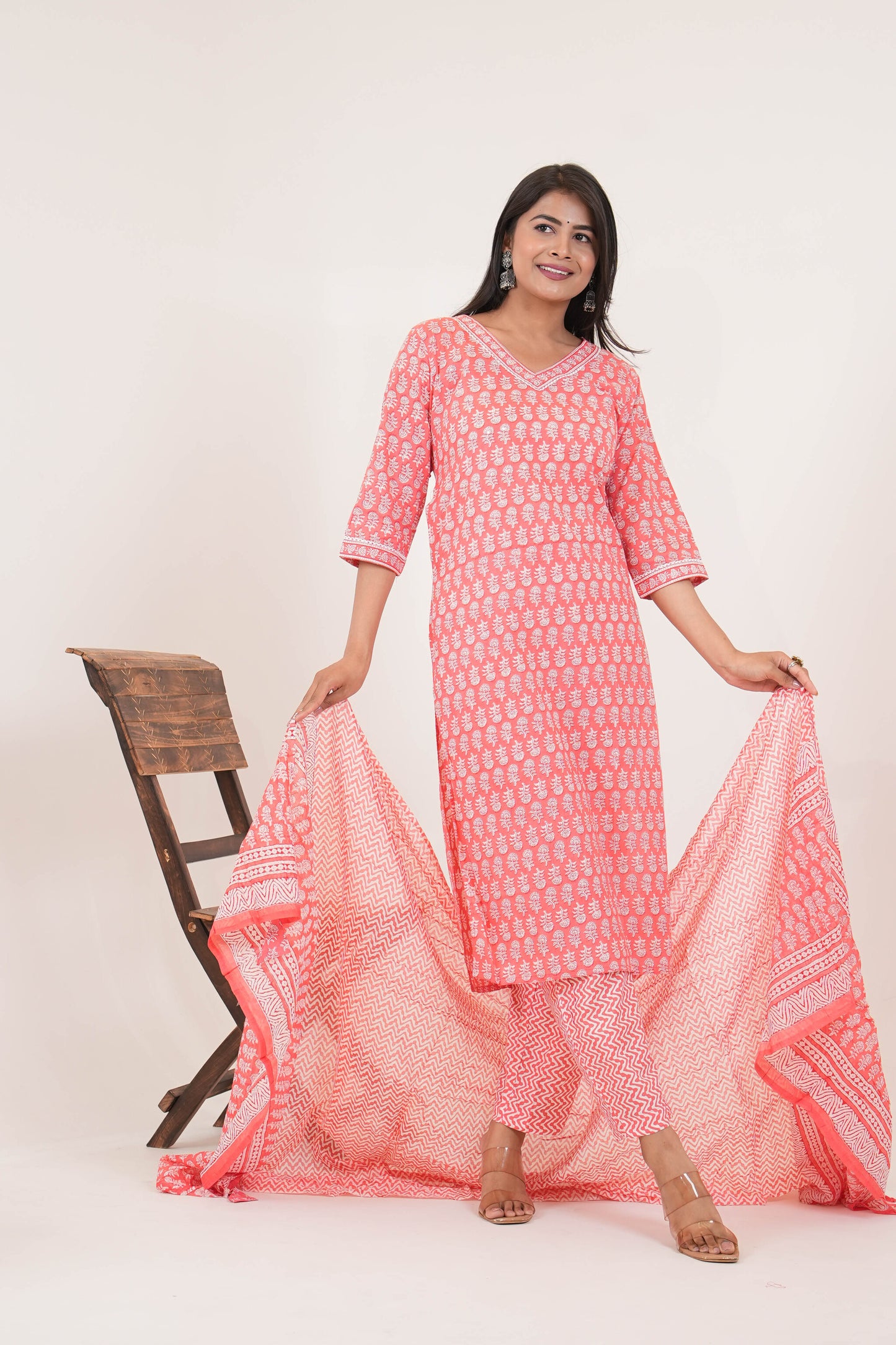 Peach Kurta Cotton Set