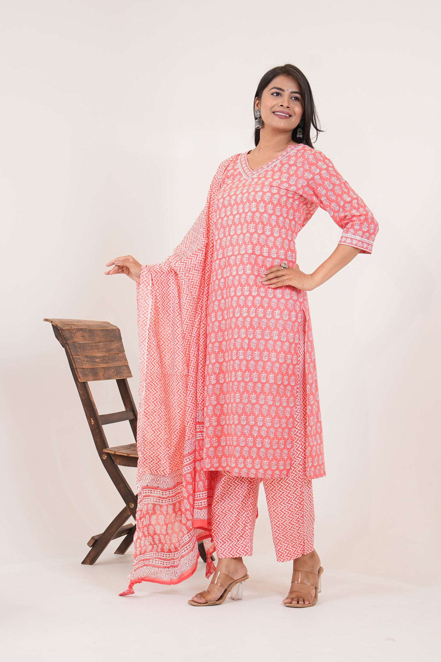 Peach Kurta Cotton Set