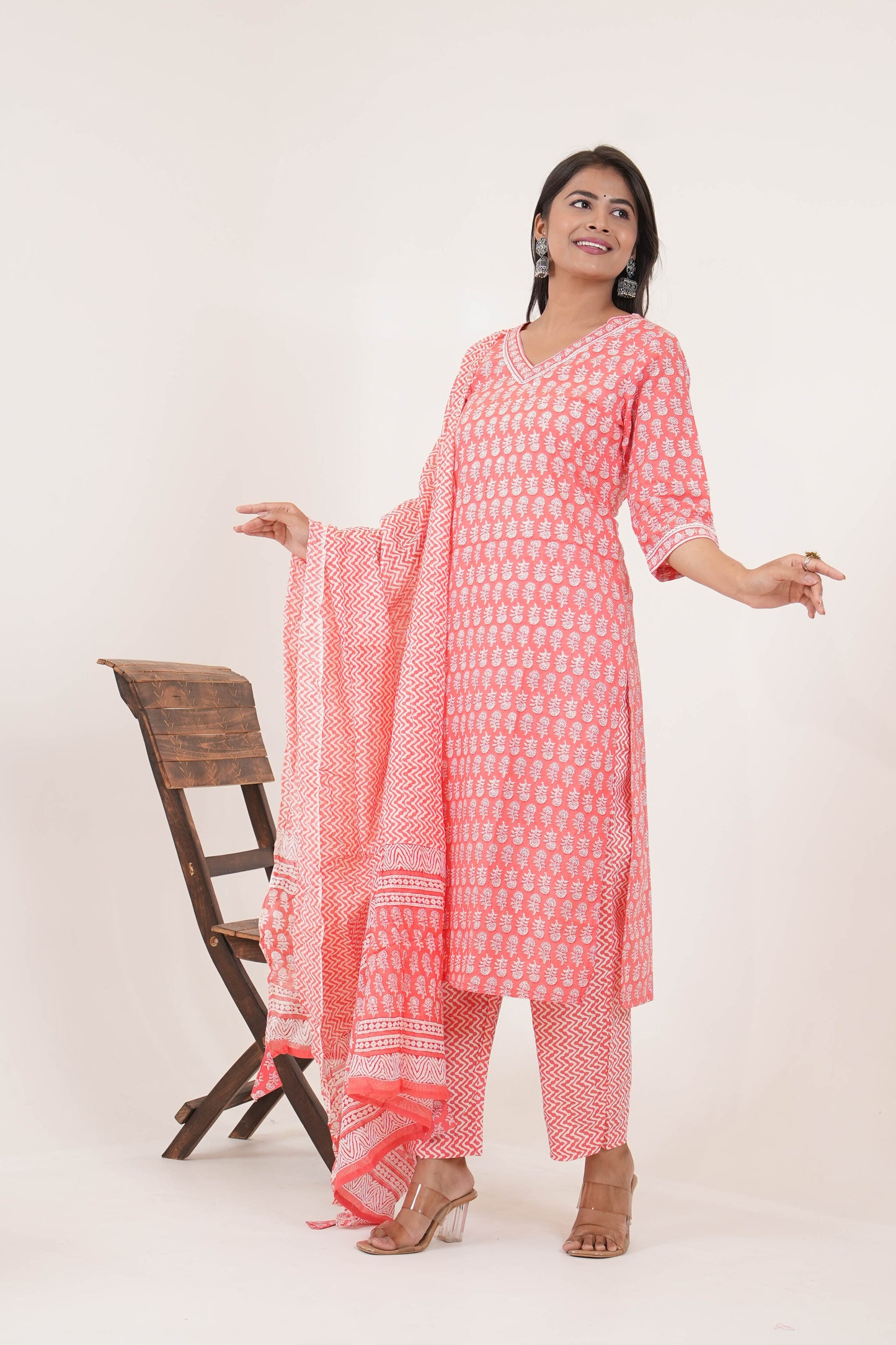 Peach Kurta Cotton Set