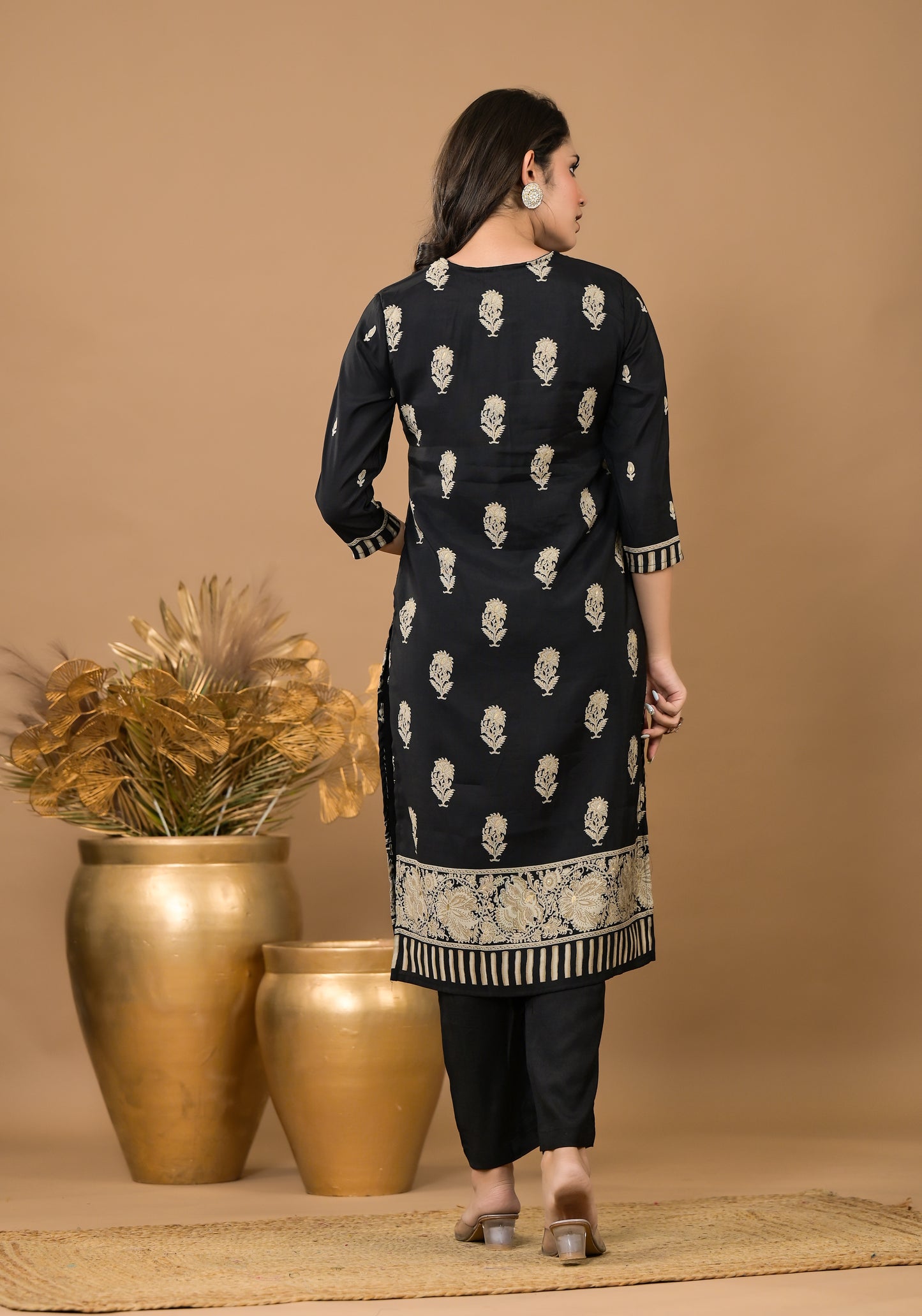 Black Cotton Kurta Set