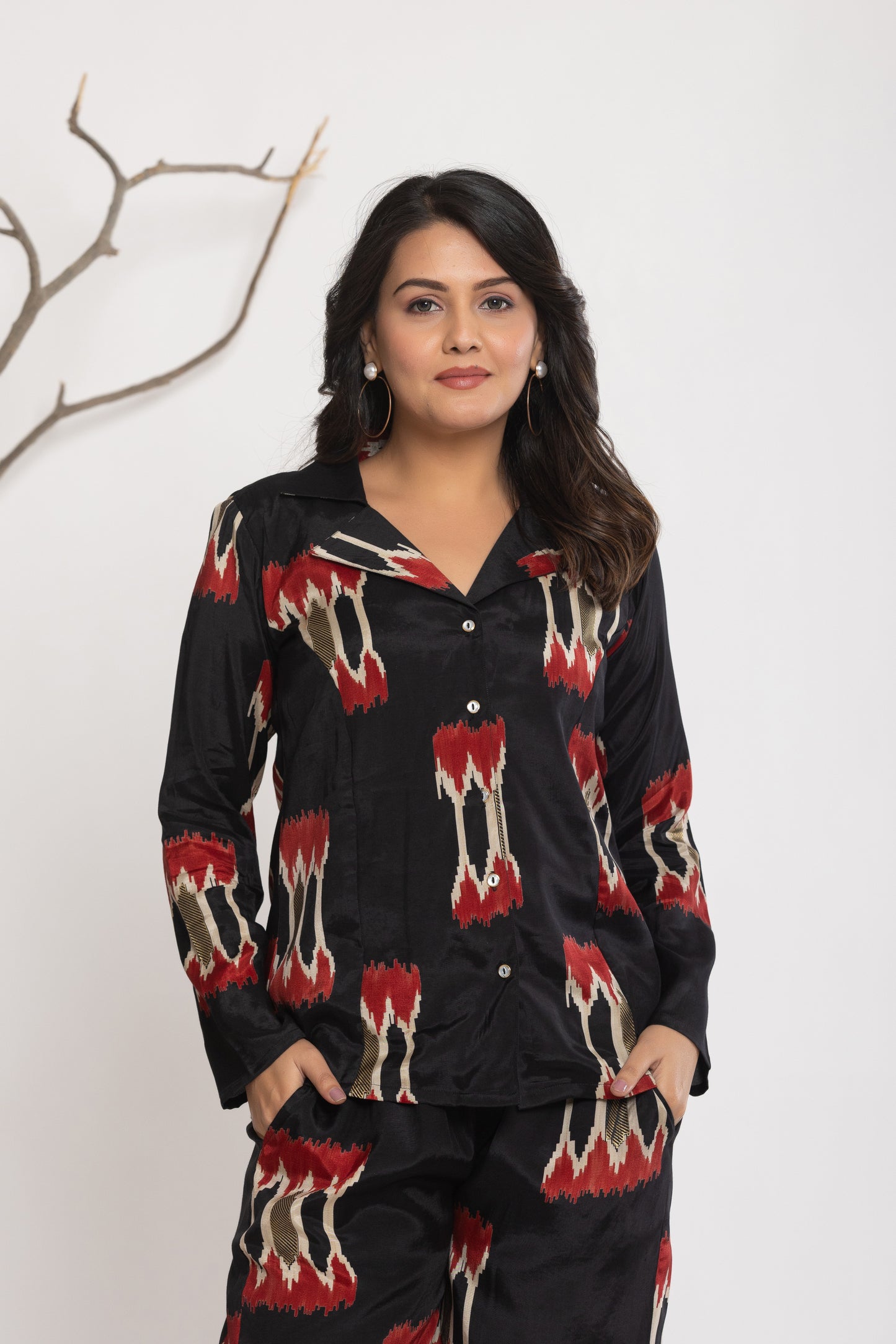 Black Ikat Print Co-ord Set