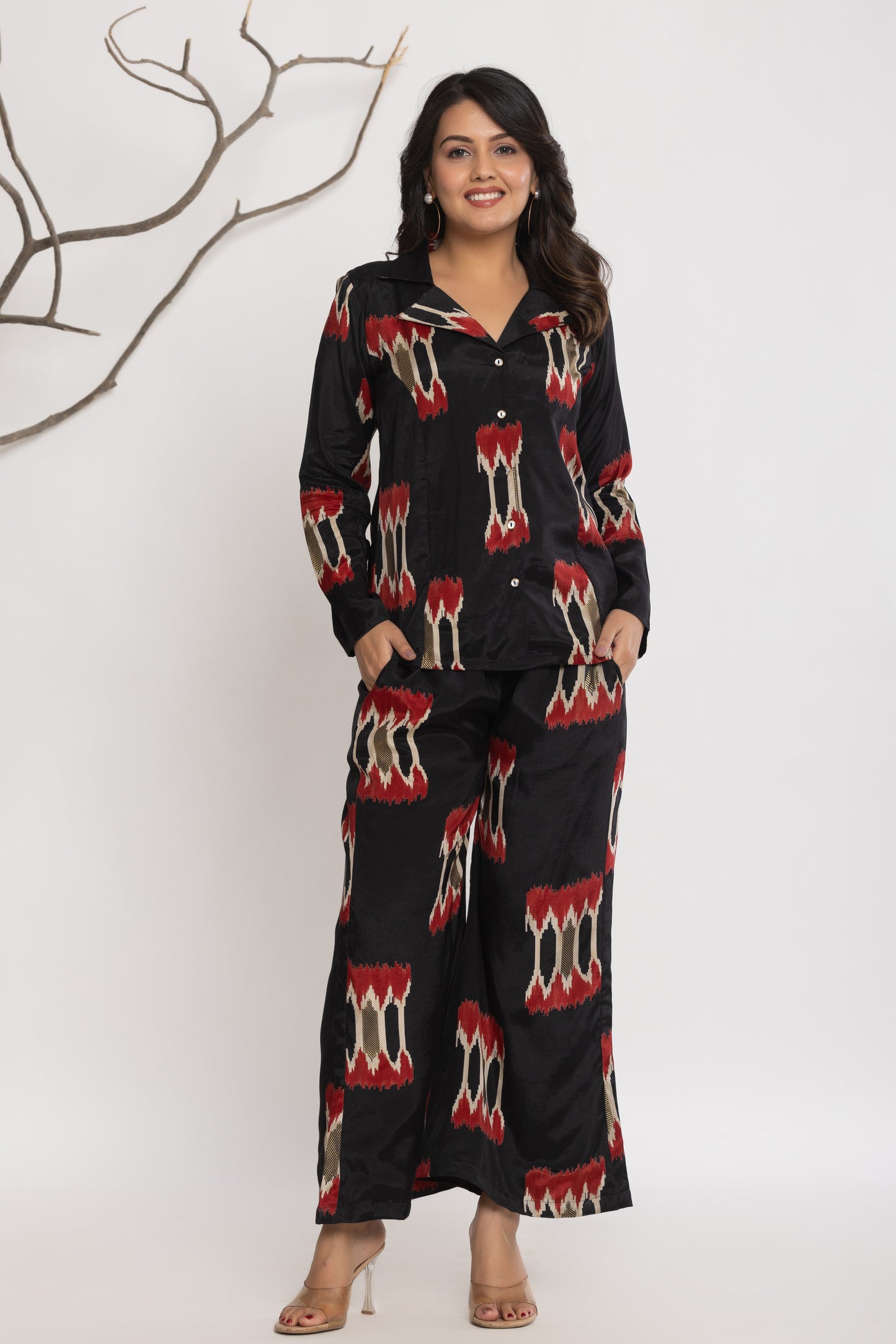 Black Ikat Print Co-ord Set