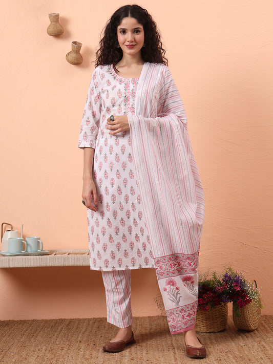 Pink Printed Kurti Set