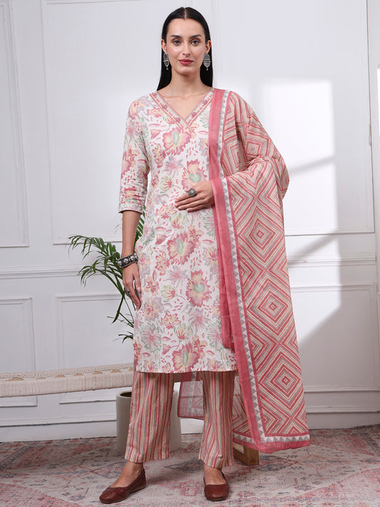 Pink Printed Kurti Set