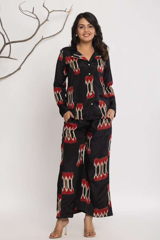 Black Ikat Print Co-ord Set