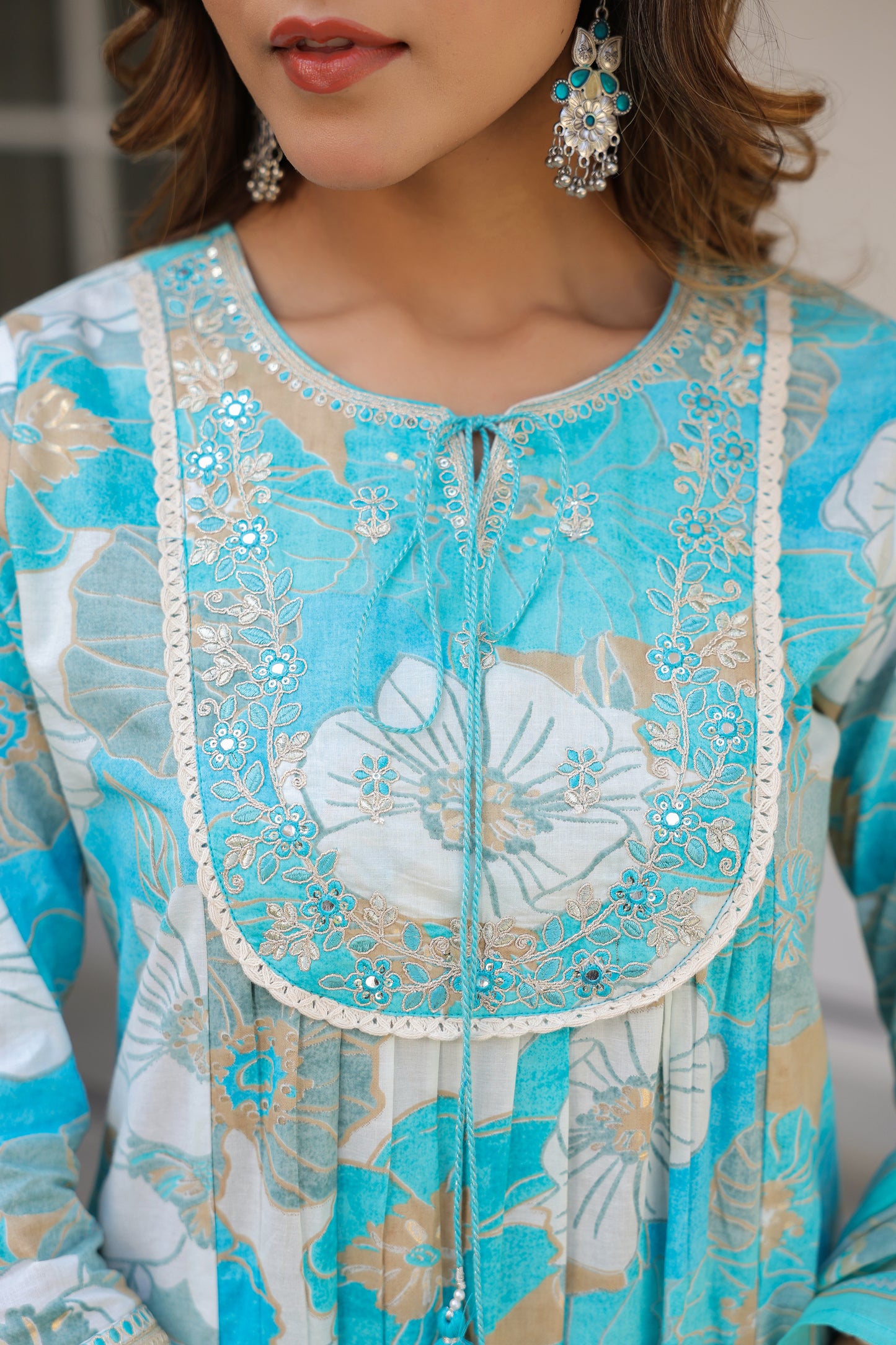 Blue Floral Kurti Set