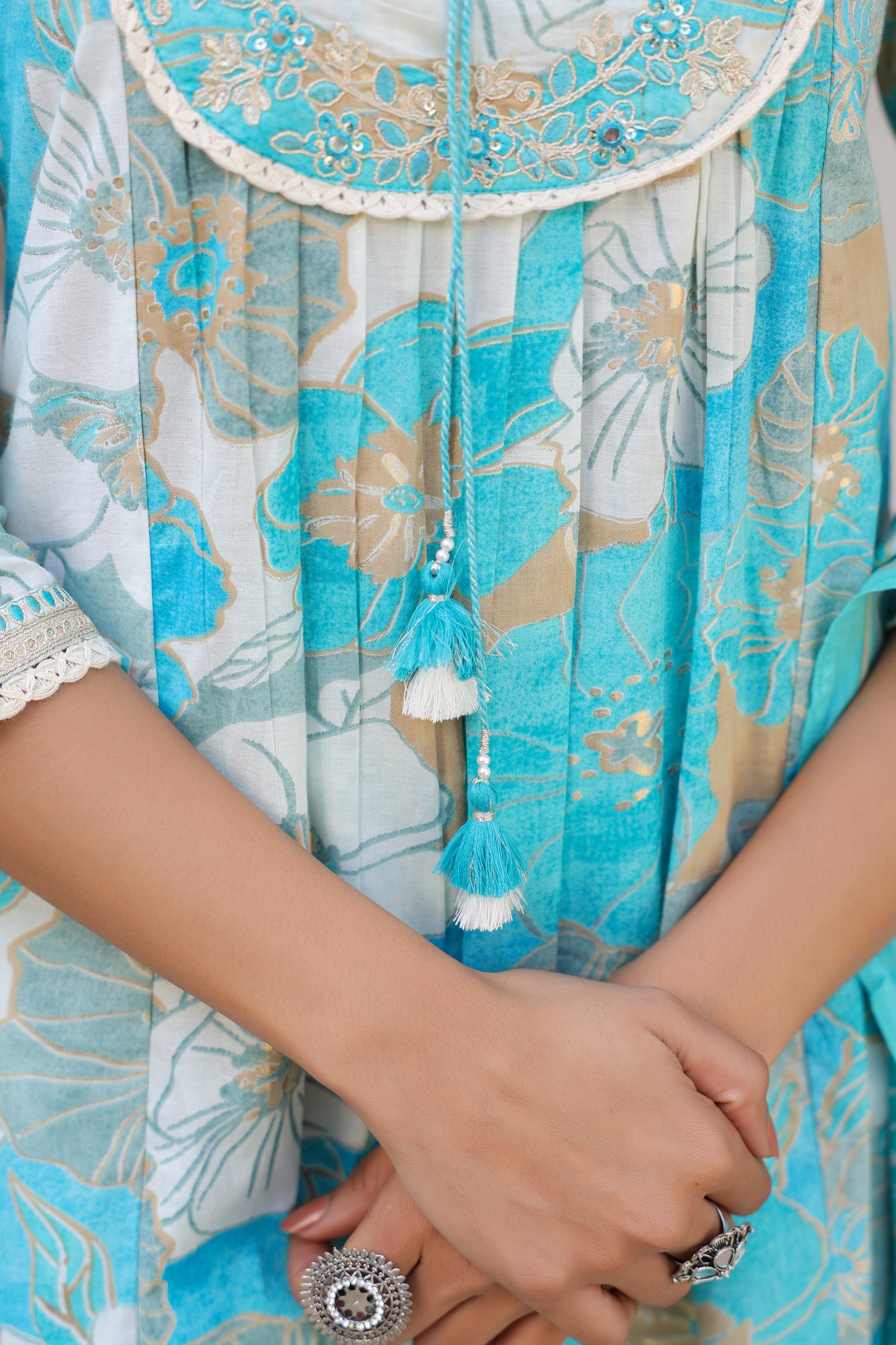 Blue Floral Kurti Set