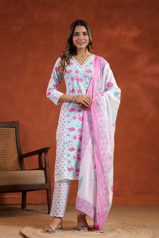 Floral Printed Kurti Set
