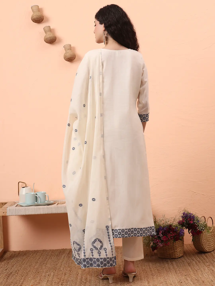 Blue Printed Kurti Set